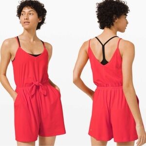 Lululemon Handle The Heat Romper in Carnation Red